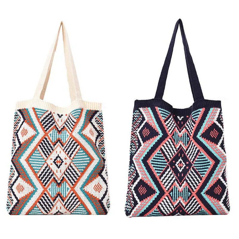 Fashion Winter Bohemian Woven Women's Shoulder Bag Large Capacity Travel Handbag Casual Messenger Tote |