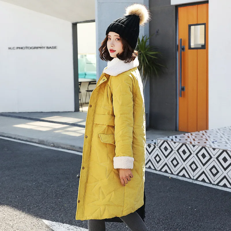 

Slim Fit Slimming Versatile Long Sleeve Mid-length Zipper Cotton Coat 2018 Winter Trend Simple