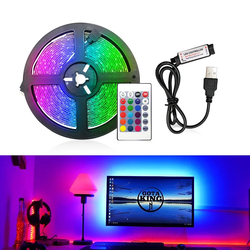 USB Светодиодная лента светильник RGB 2835 DC 5V приведенный в действие с подсветкой