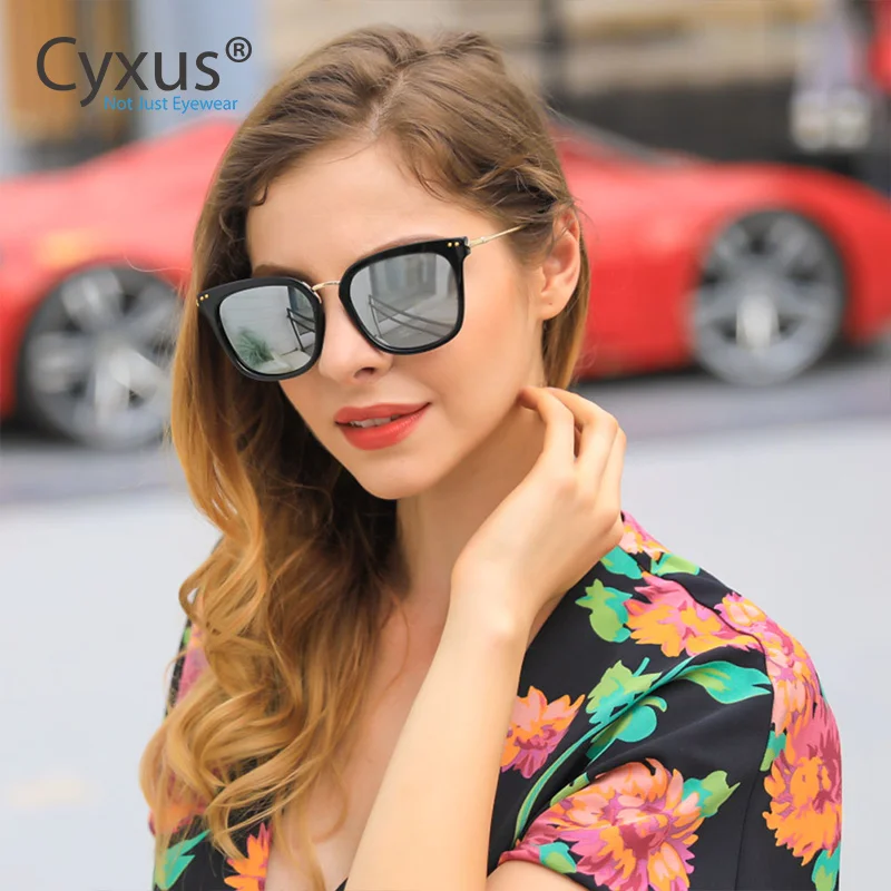 Cyxus Classic UV 400 поляризованные солнцезащитные очки зеркальные негабаритные солнцезащитные очки с защитой UVA UVB для женщин-1913