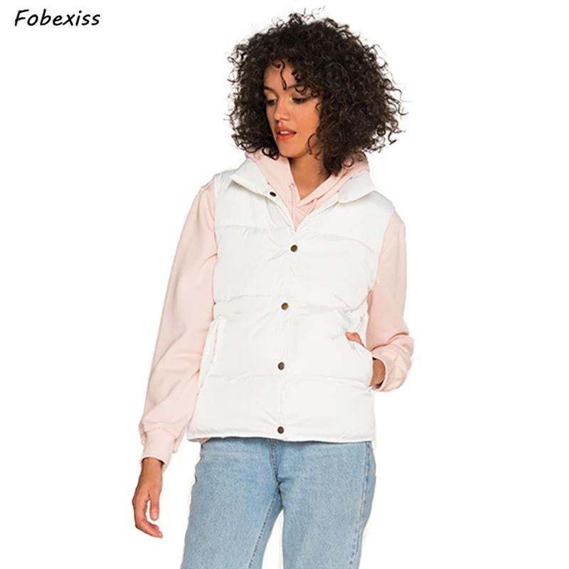 

Vest White Winter 2019 Women Sleeveless Jacket Plus Size Stand Collar Down Outerwear Windproof Warm Waistcoat Solid Vest