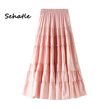 

Sehatle 2020 Summer new sexy women skirts casual street beach clothes solid pleated skirt chiffon clothing Korea style clothing