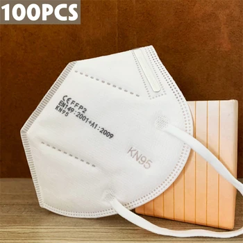 

100pcs CE FFP2 Mask Safety Dust 5 Layers Respirator Kn95Mask Face Protective KN95 Masks Mouth Reusable FPP2 mascherine kn95
