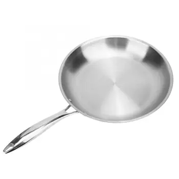 

Cooking Pan 30 x 5cm Stainless Steel Fry Pan 3 Layers Induction Steak Pot Composite Bottom Arc Long Handle Kitchen Pancake Pan