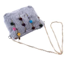 Женская сумка-мессенджер в Корейском стиле с цепочкой для волос, сумки на плечо с кисточками и помпонами из искусственного меха, дневной клатч bolso mujer