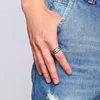 Tigrade Men Rings 8mm Tungsten Wedding Band Silver Color with Blue/Gray Line Stylish Male anillos hombre Anniversary Ring 5