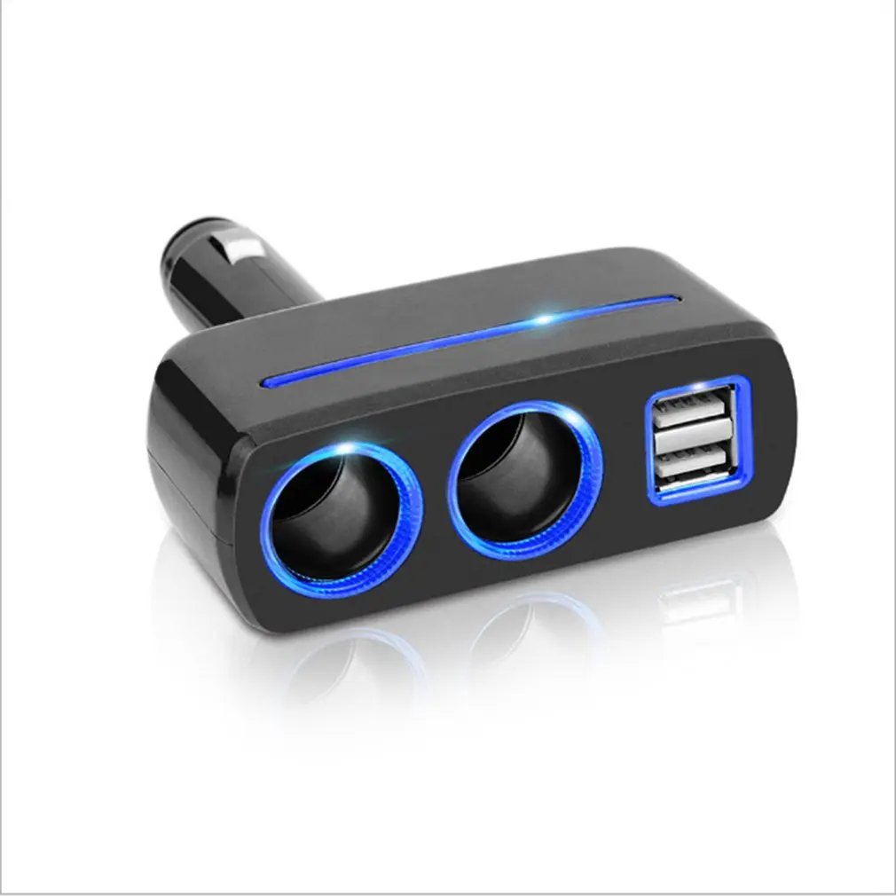Многопортовое автомобильное зарядное устройство 12-24 В, 2 гнезда для прикуривателя, 2 порта USB, быстрое автомобильное зарядное устройство для iPhone, samsung, планшета, автомобильное зарядное устройство