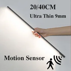 Lumière Led sous meuble Utra fine avec détecteur de mouvement, veilleuse magnétique intelligente pour placard et cuisine 