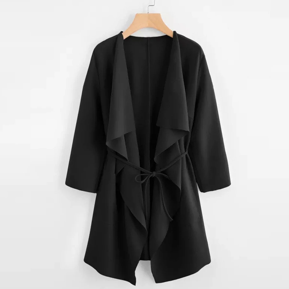Jaycosin Winter Coats Women Autumn Waterfall Pocket Overcoats Front Wrap Coat Jacket Outwear Solid Female Outer Girls Ladies 808