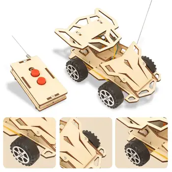 

DIY Assembled RC Racing Car Model Kit Wooden Kids Science Materials Toys