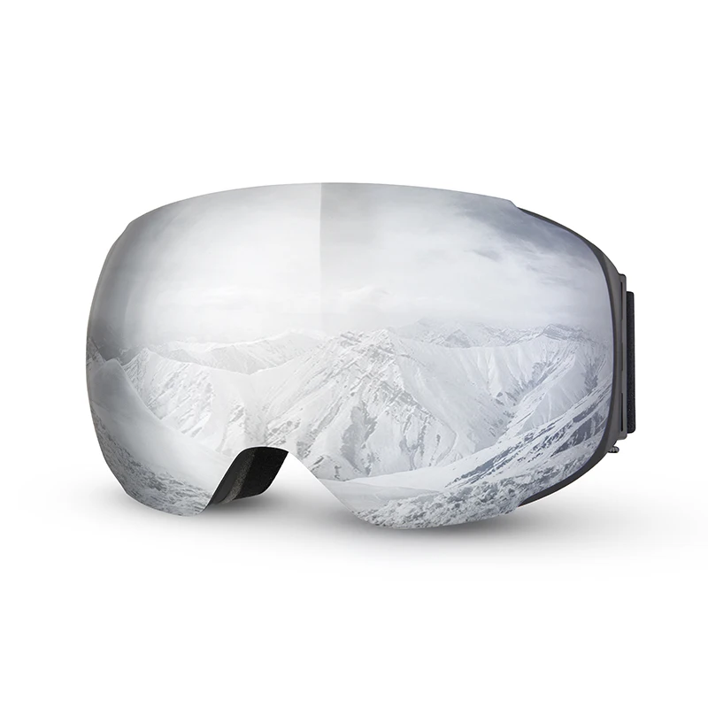 

Silver Magnetic Ski Snowboard Goggles Women Men Skiing Eyewear Mask UV 400 Protection Anti-fog Double Spherical Lens
