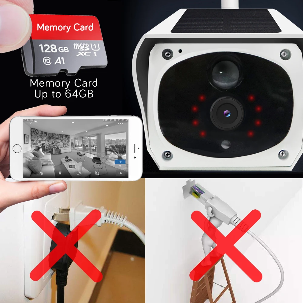 3MP Солнечная энергия Full HD IP камера наружная IP66 ПИР обнаруживает двойной