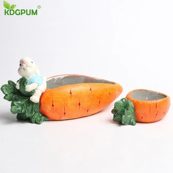 

Cartoon Artificial Animal Flowerpot Rabbit Turnip Flowerpot Cement Succulent Plant Flowerpot Home Garden Decor Cement Crafts