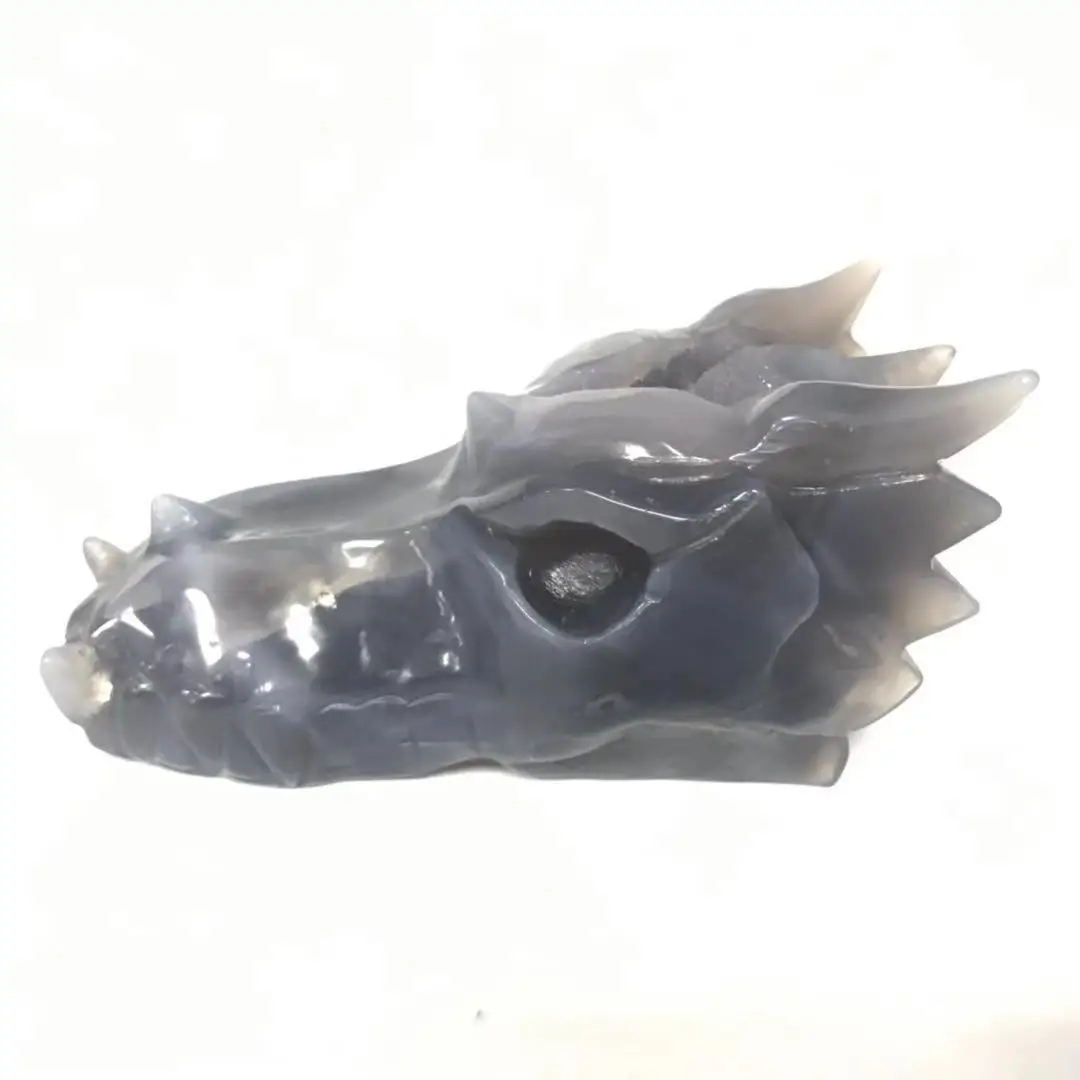 High Quality Natural Agate Geode Dragon Head Shape Stone Hand Carved For Gift& Home Decor ZJJ