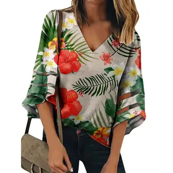 

Fashion Chiffon Ladies Blouse Casual 3D Art Flower Printing Women Spring and autumn Brand Clothes for Long Sleeve Blouses Shirts
