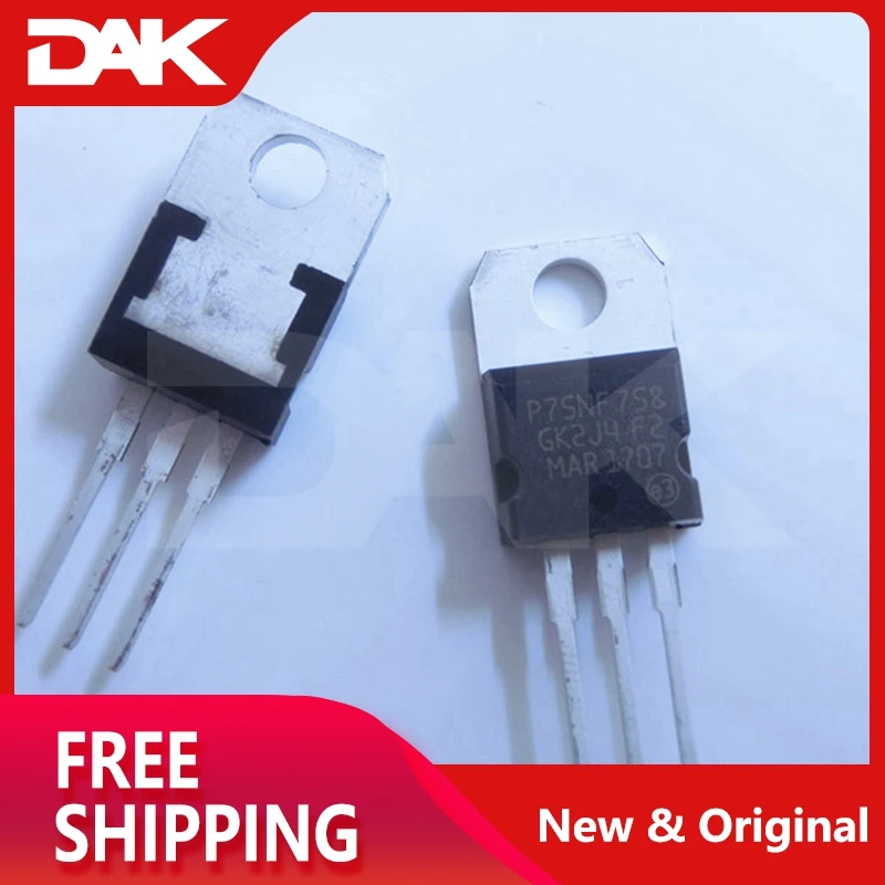 10PCS P75NF758 TO-220 75V 80A Heatsink Planar N-Channel Power MOSFETs IC Chip | Обустройство дома