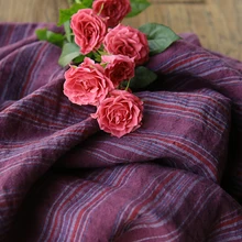 Высокое качество чистый лен tissu фиолетовая полоса пряжа окрашенная ткань высокого класса одежды платье Чонсам лоскутное