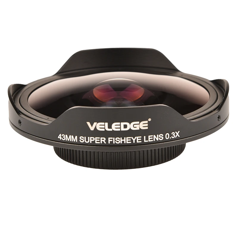 VELEDGE adattatore per obiettivo Ultra Fisheye 37MM/43MM 0.3X HD Fisheye adattatore per obiettivo largo con cappuccio solo per videocamere videocamere