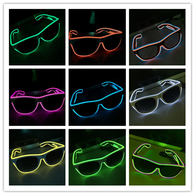 

Flashing EL Wire Led Glasses Luminous Party Decorative Lighting Classic Gift Bright LED Light Up Party SunGlasses