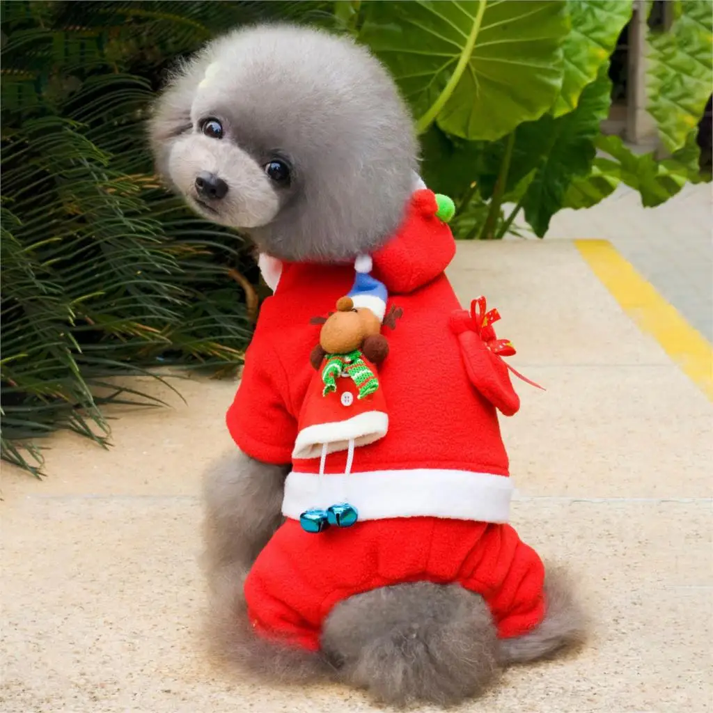Новая зимняя одежда для животных, Рождественские толстовки для щенков, теплые мягкие четырехногие пальто для собак