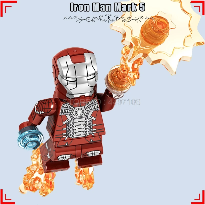 Tony Stark Капитан Америка Marvel Мстители повреждения Железный человек Kingpin Crossbone Quicksilver красный череп танос строительные блоки игрушки - Цвет: Iron Man Mark 5