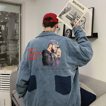 

2019 New Print Jeans Jacket Turndown -Collar Autumn Casual Fashion Denim Jacket