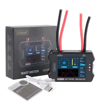 

ToolkitRC WM150 Wattmeter 150A 50V Motor Power Meter Analyzer Tester LCD Display PWM Output for RC FPV Drone