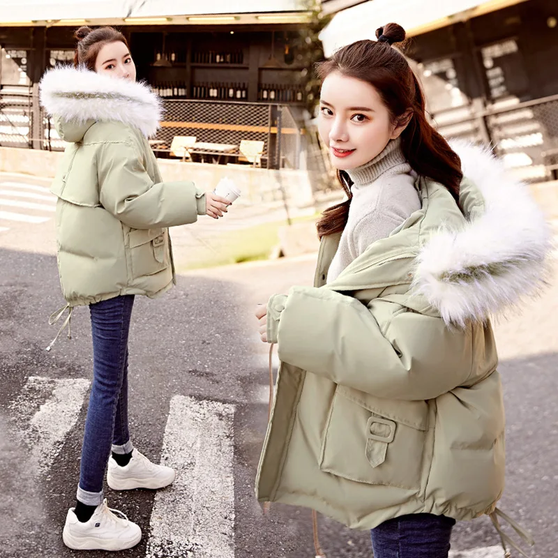 

2019 Winter New Style WOMEN'S Dress-Style Cotton Coat Thick Coat Short Puffy Versatile down Coat Cotton-padded Clothes Small Cot