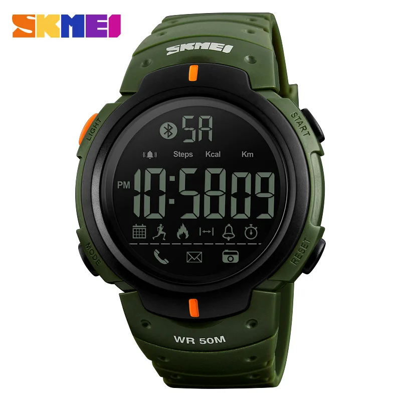 

Skmei Bluetooth Smart Sports Watch Pedometer Call Reminder Mens Electronic Watch LED Waterproof Wrist Watch