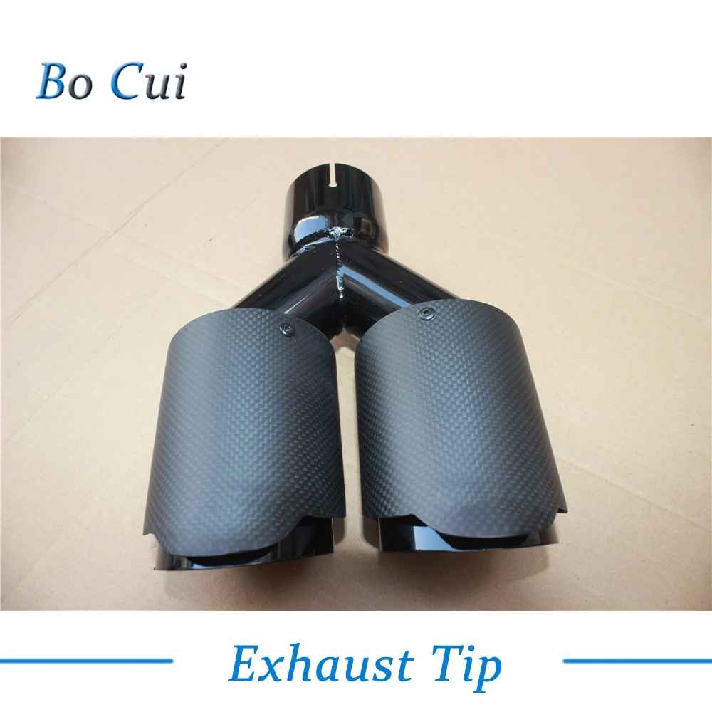 

1 PCS Y Model Akrapovic Carbon with Black 304 stainless steel Exhausts Dual End Tips for BMW BENZ AUDI etc Exhaust Dual Tips