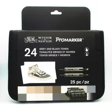 Winsor& Newton Promarker Набор 24 цветов серый и черный Тоны на спиртовой основе художественные маркеры