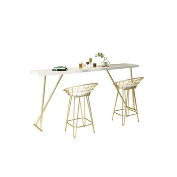 

Bar Table Household Simple Modern Solid Wood And Chair Agains