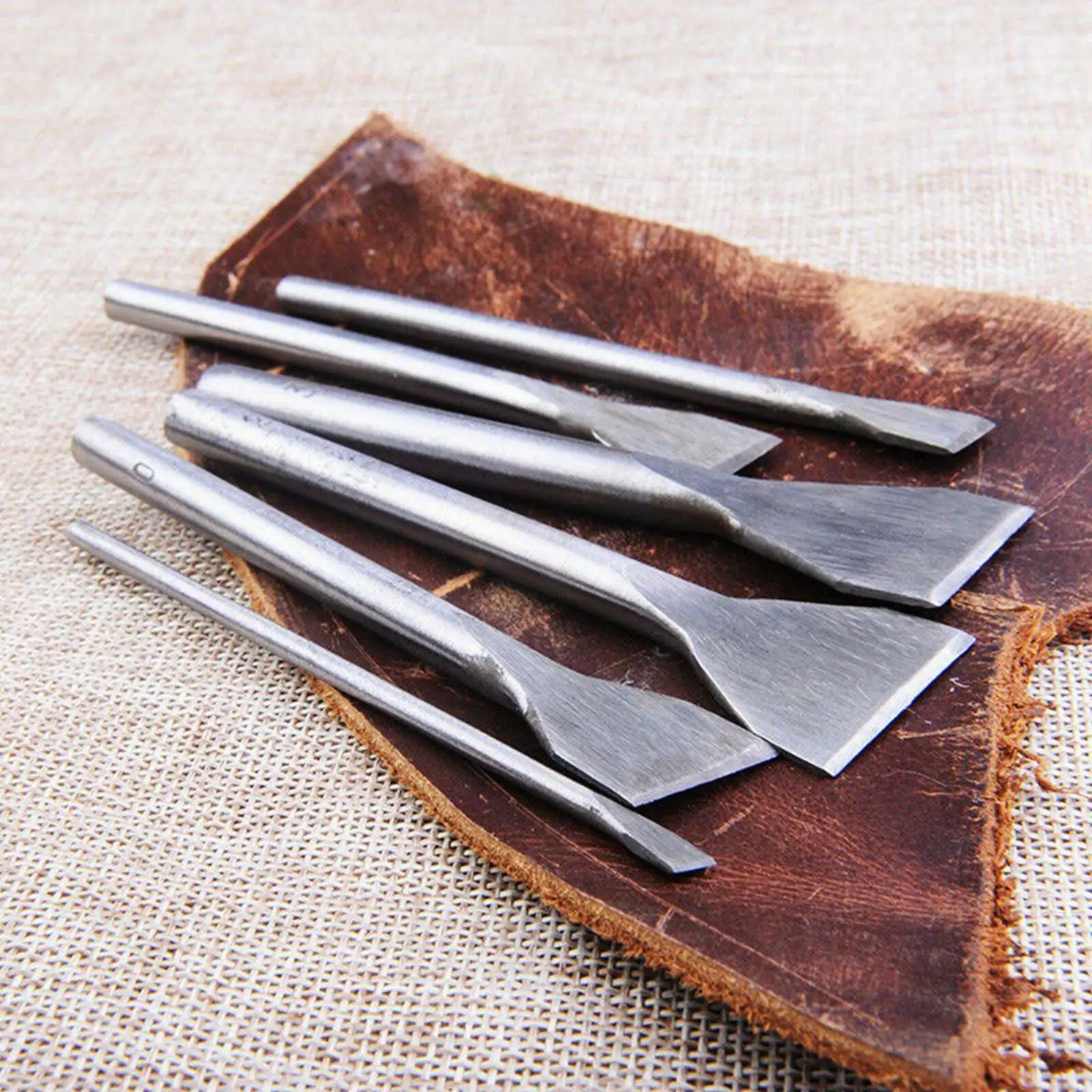 6pcs/set Leather Craft Tools Slot Punch Straight Into DIY Handmade Punches Leather Tool Punching