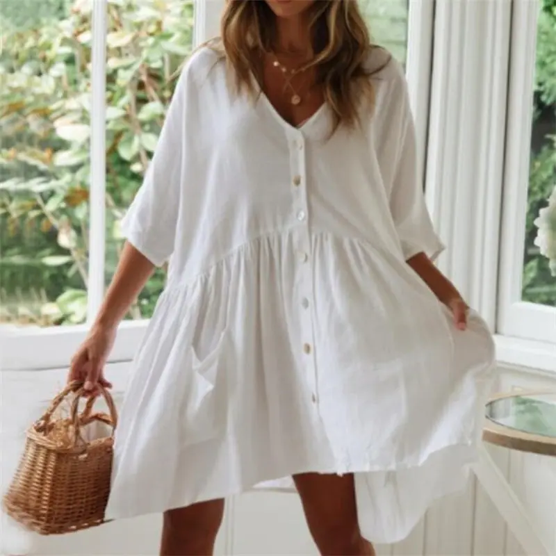 Vestido playero informal bohemio para mujer, túnica blanca de talla grande,  Pareo Sexy, N771, 2023 - AliExpress Ropa de mujer
