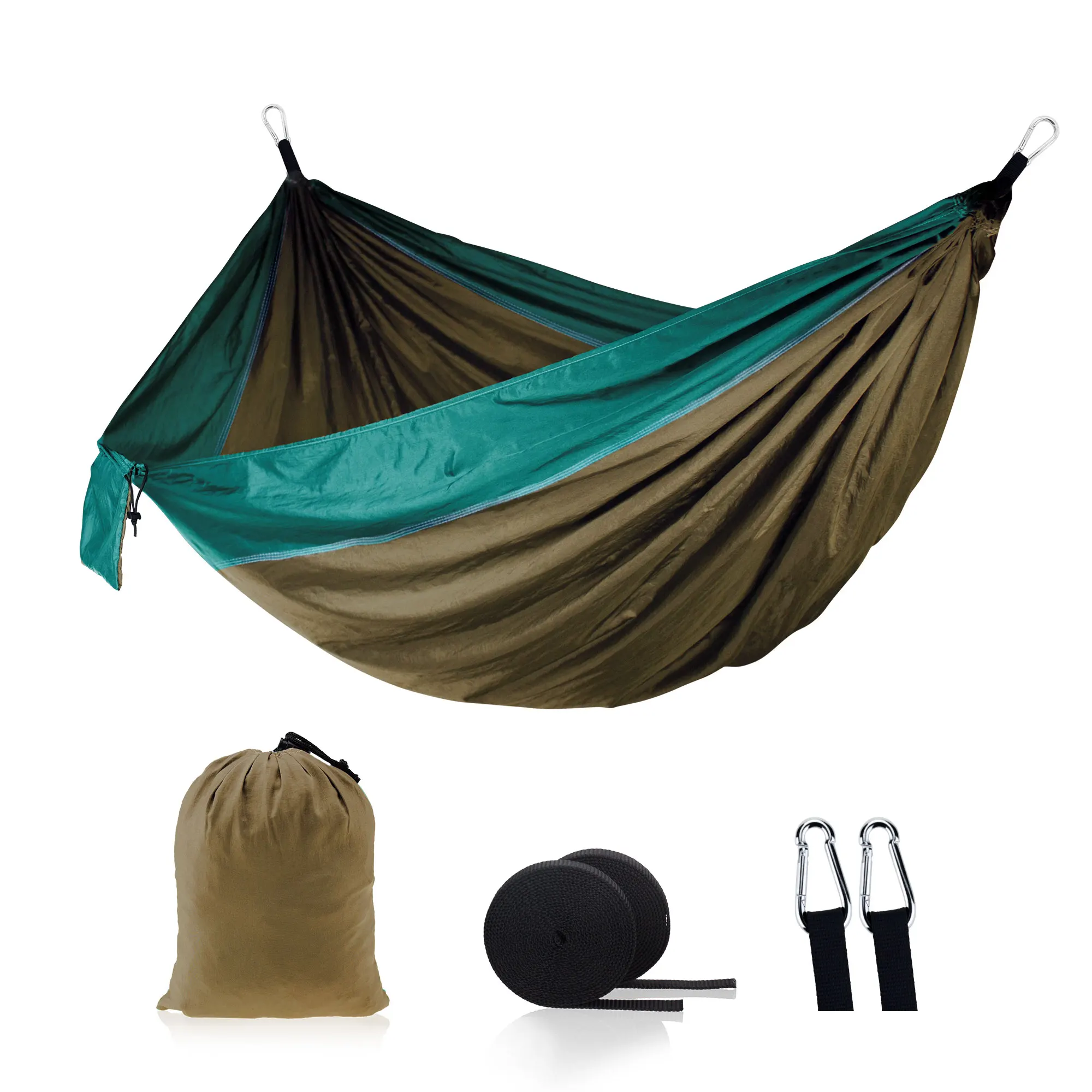 Brown dark green Гамак открытый сад взрослых Портативный нейлон парашют ткань спальный Кемпинг путешествия качели гамак - Цвет: Brown dark green