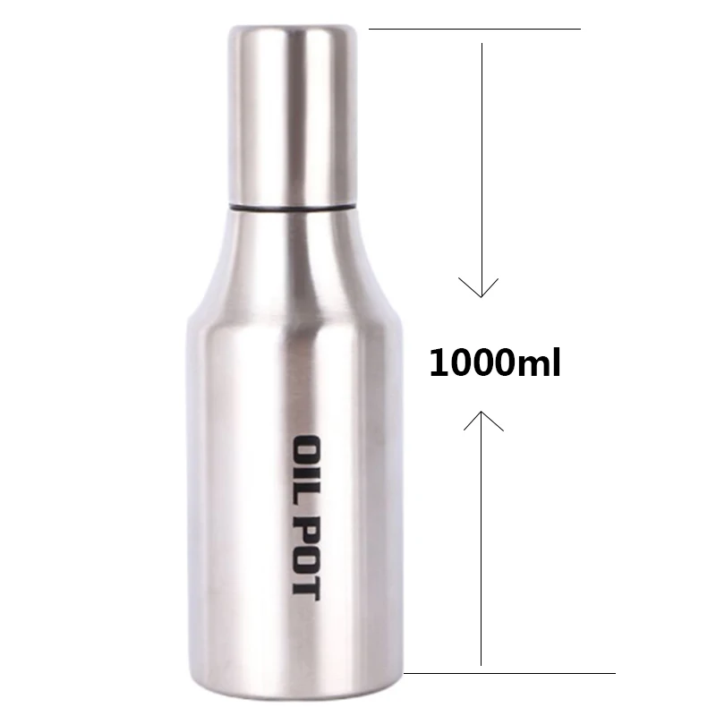 1000ml Бутылка для масла из нержавеющей стали пыленепроницаемый герметичный масляный горшок практичная приправа для хранения сока кухонная бутылка для приправ - Цвет: 1000ml