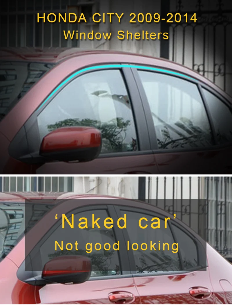 Для HONDA CITY 2008- авто окно Защита от солнца дождь тенты козырьки щиток Shelter Защитная крышка отделка рамка наклейка аксессуары