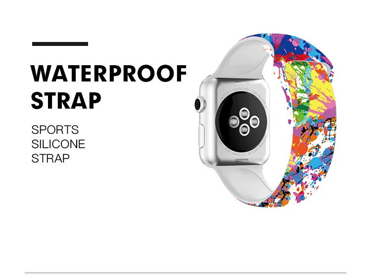 Силиконовый ремешок для Apple watch, ремешок 40 мм, 44 мм, iWatch, браслет 38 мм, 42 мм, дизайн с печатными чернилами, браслет, Аксессуары для Apple watch