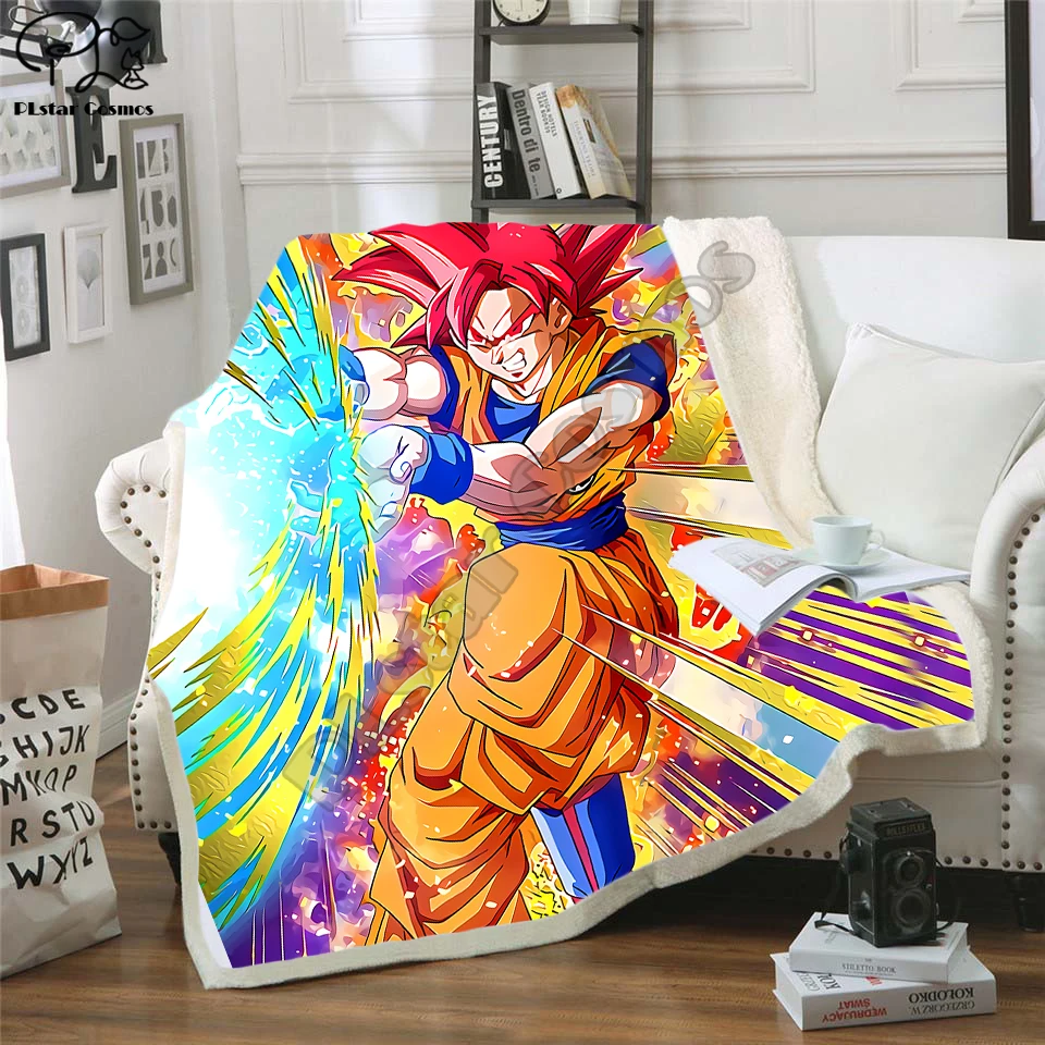

Newest Anime Dragon Ball 3D Printed Sherpa Blanket Couch Quilt Cover Travel Bedding Outlet Velvet Plush Throw Fleece Blanket 01