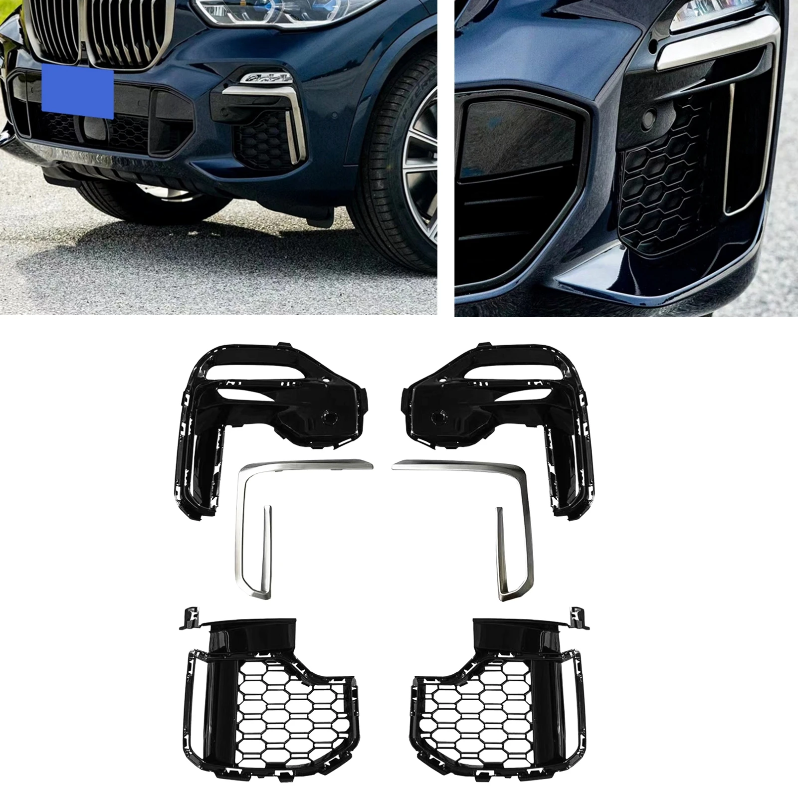 Черный Передний Боковой бампер для BMW X5 G05 2019-2021 решетка вентиляционного
