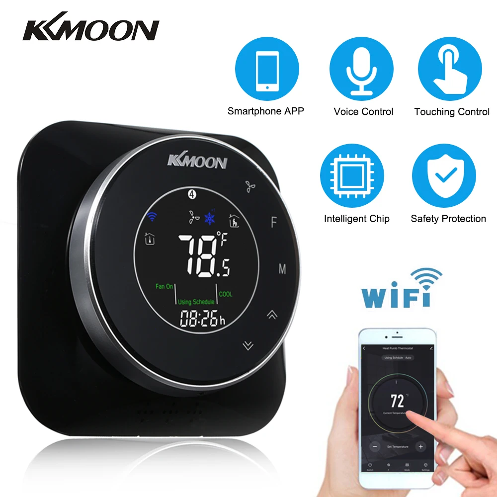 

KKmoon Heating/Cooling Termostat AC/DC 24V Temperature Regulator with WiFi Connection Touchscreen LCD Temperature Controller