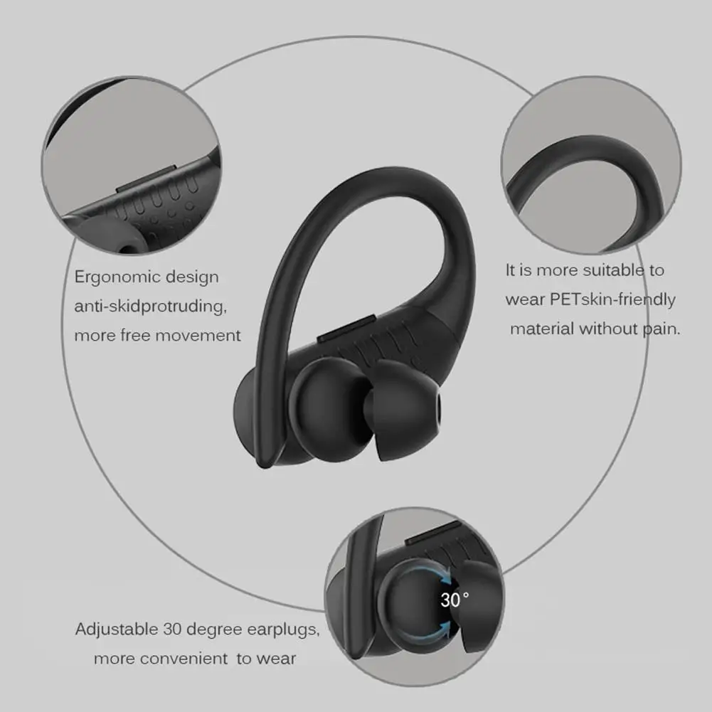 B1 TWS Bluetooth 5,0, ушные крючки, Спортивная гарнитура с двойным микрофоном, водонепроницаемые, беспроводные, HiFi наушники, гарнитура, HD вызов, стерео наушники