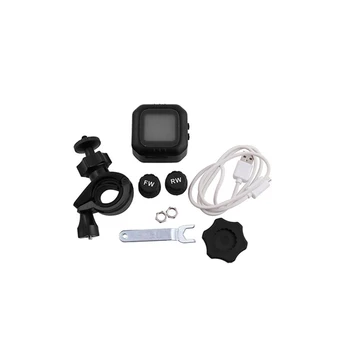 

USB Solar Charging Motorcycle TPMS Motor Tire Pressure Tyre Temperature Monitoring Alarm System with 2 External Sensors