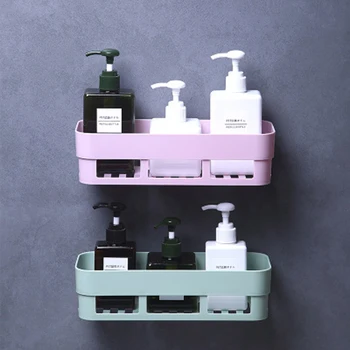

Household Bathroom Wall Shampoo Comestic Viscose Plastic Organizer Shelf Hanger Holder Kitchen Seasoning Tool Storage Rack