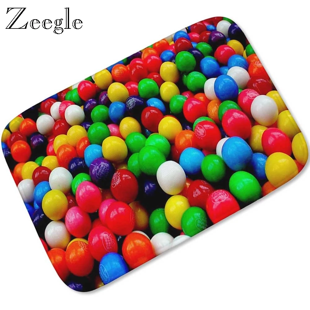 Zeegle Colorful Printed Doormats Bathroom Kitchen Carpet Home Floor Mats Living Room Anti-Slip Rugs Coral Fleece Rug Home Decor