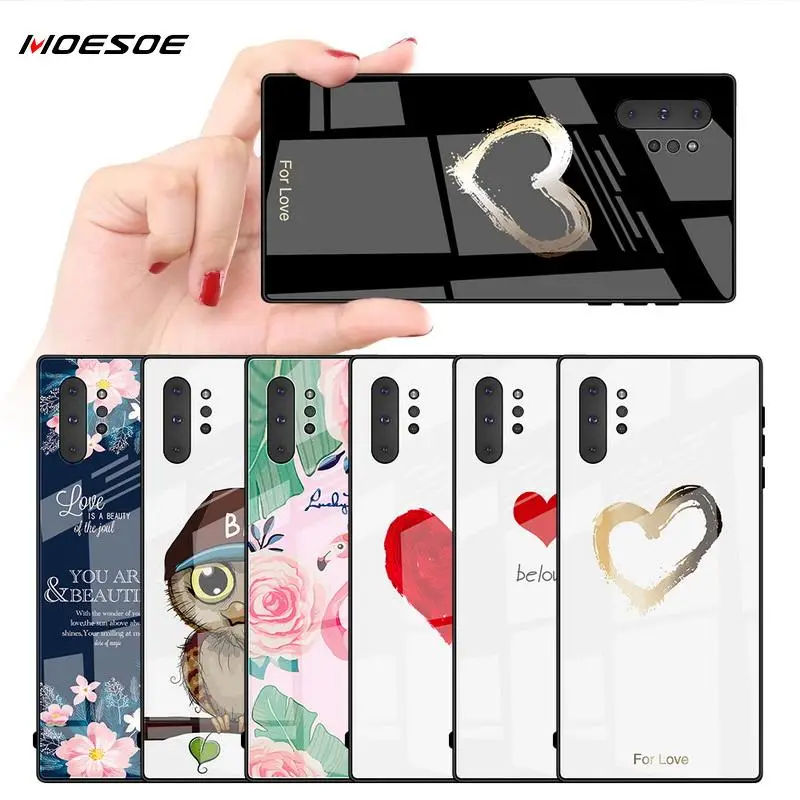 

Luxury Tempered Glass Phone Cases For Samsung Galaxy Note 10 Plus A70 A50 A30 A20 A10 M10 M20 Glass Case Hard Painted Back Cover