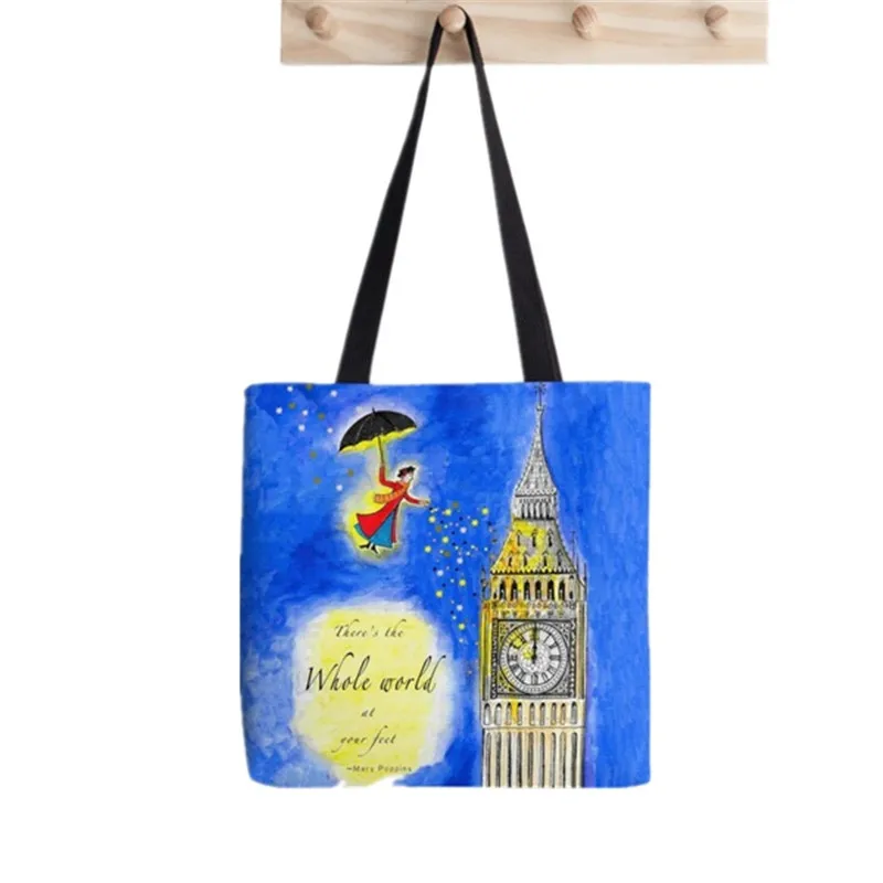 2021 Shopper magic stars umbrella Painted Tote Bag women Harajuku shopper handbag girl Shoulder shopping bag Lady Canvas Bag