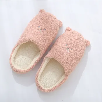 

Soft Cute Cartoon Cute Bear Home Fluffy Slippers Wooden Floor Anti-skid Mute Indoor Slippers Warm Women Slippers Shoes