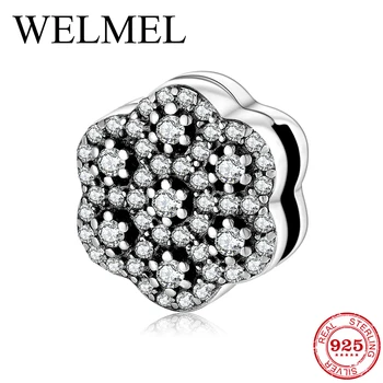 

Hot Sale 925 Sterling Silver Dazzing Crystal CZ Flower Beads Clip Charm fit Original Reflection Charm Watch Bracelet DIY Jewelry