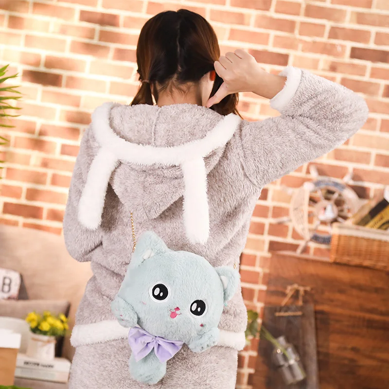 Kawaii Размер 24*20 см мультфильм Кот плюшевый рюкзак, Детский плюшевый детский котенок сумка мессенджер сумка плюшевый рюкзак подарки